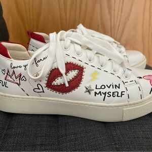Aldo White and Red Graphic Sneakers